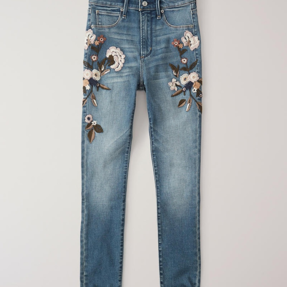 Abercrombie Fitch Embroidered Skinny Jeans sz 27,4